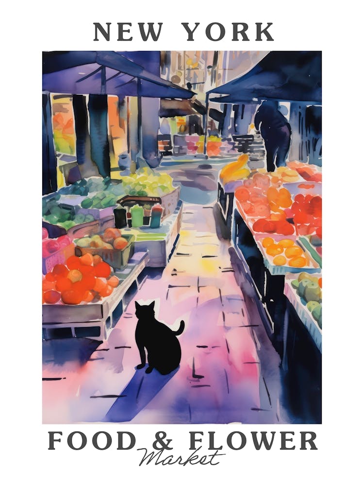 Food Market With Cats In New York 1 Poster