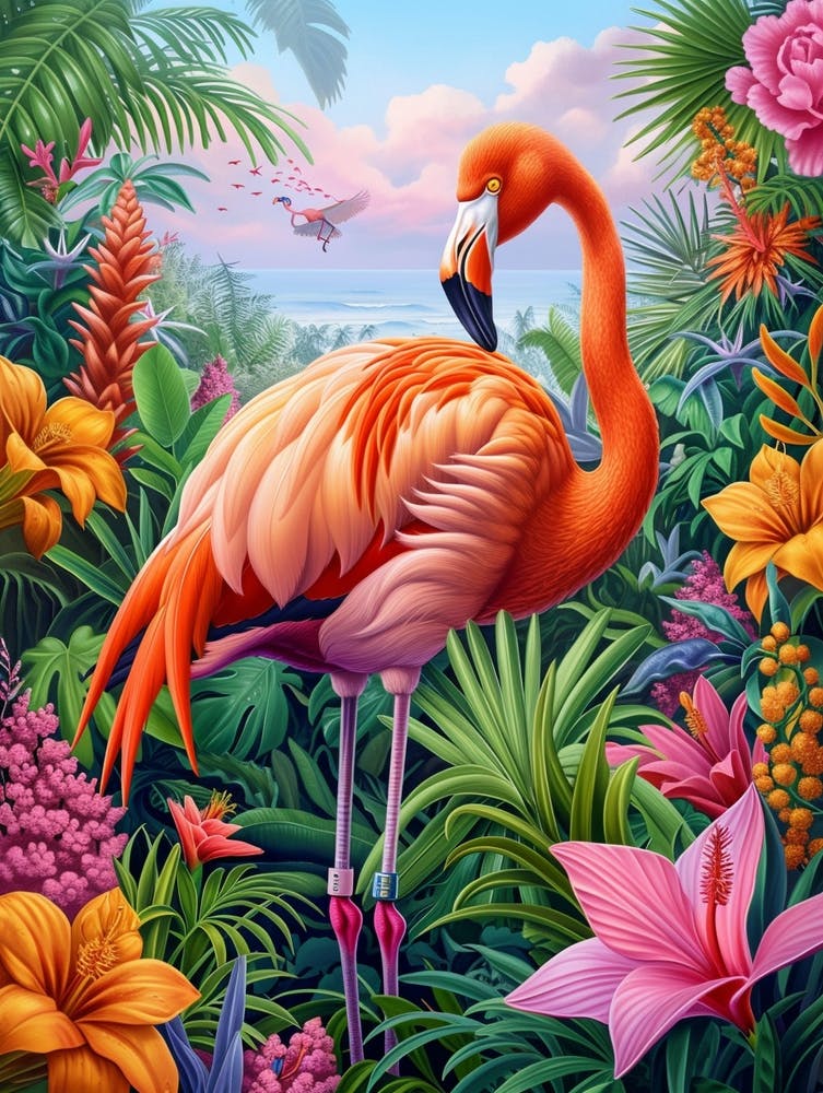 Greater Flamingo Las Coloradas Mexico Tropical Illustration 8