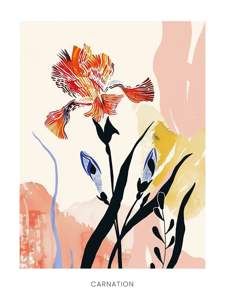 Colourful Flower Illustration Poster Carnation 4