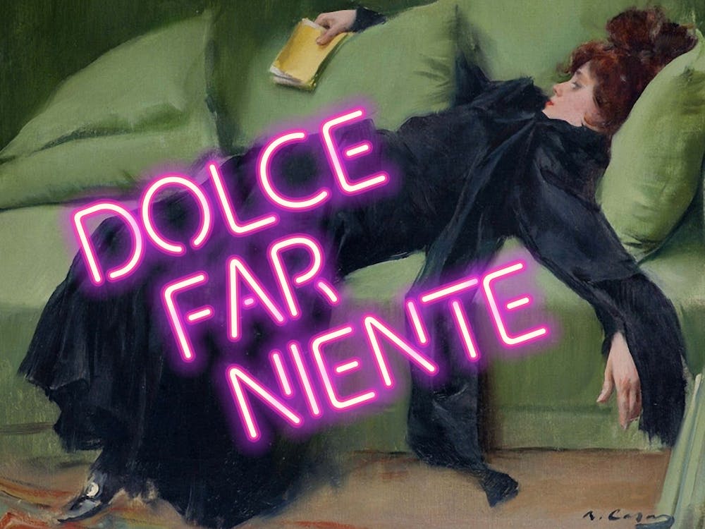 Decadent young woman, Vintage altered art, dolce far niente