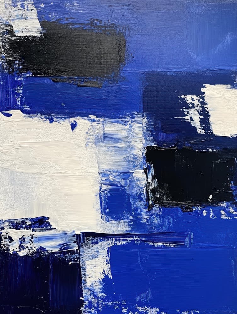Abstract Blue And White Painting 4