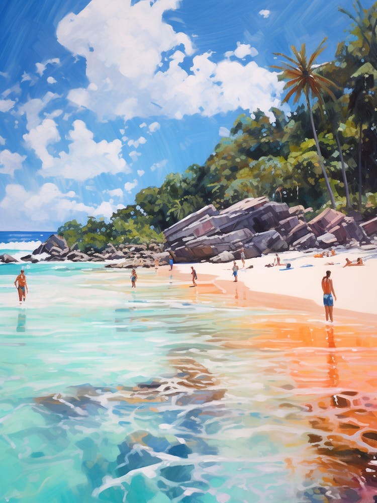 An Oil Painting Of Anse Lazio, Praslin Seychelles 4