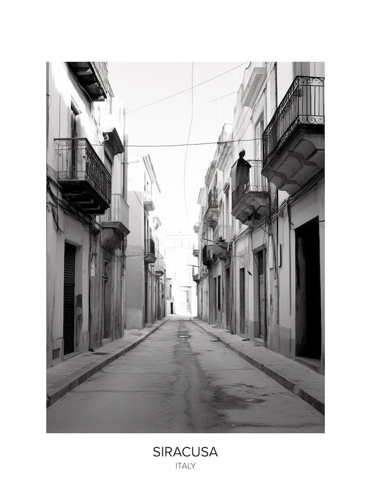 Poster Of Siracusa, Italy, Black And White Photo 2