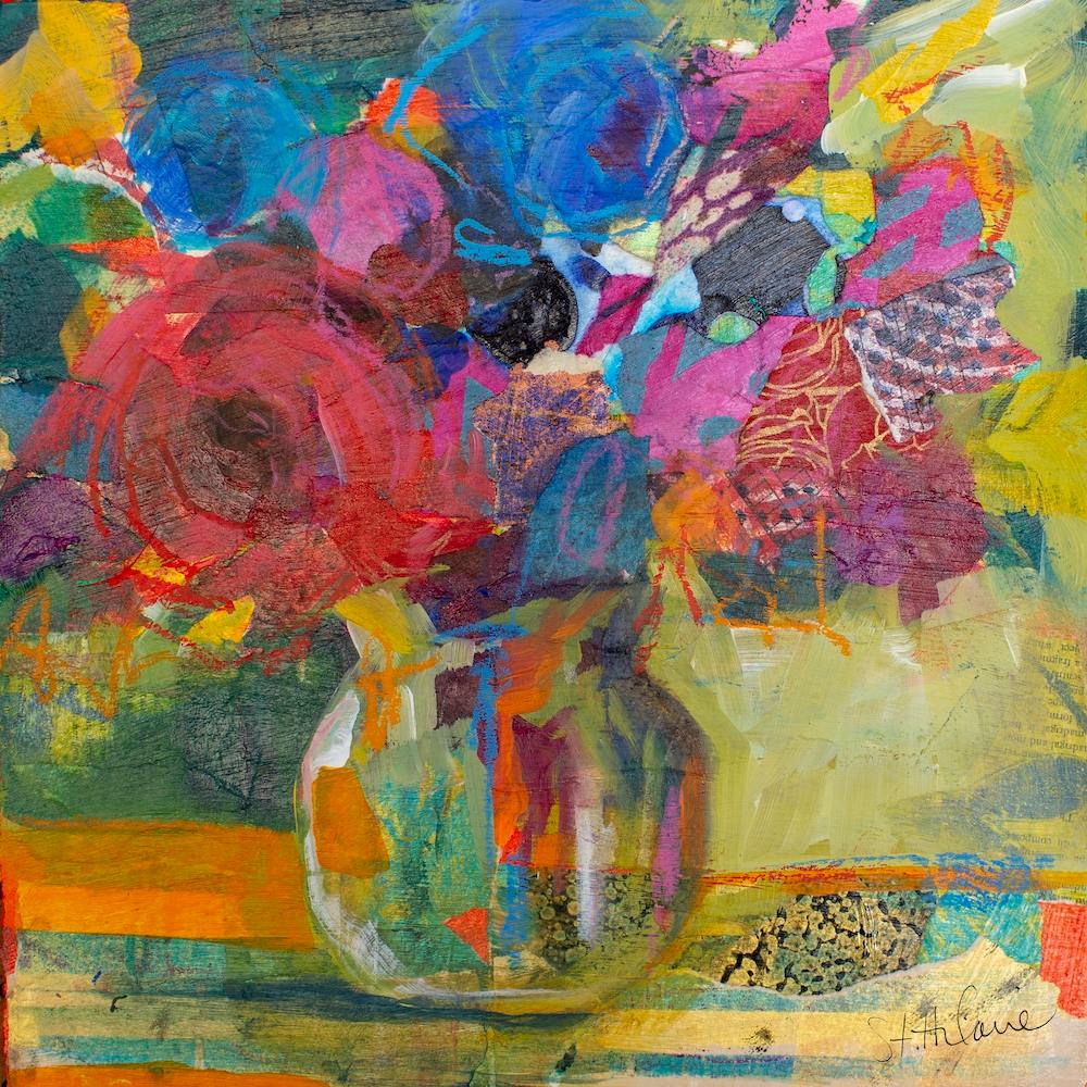 Vase Of Colourful And Contemporary Flowers Square