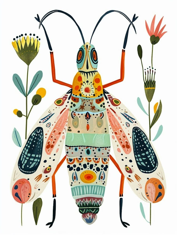 Colourful Insect Illustration Katydid 8