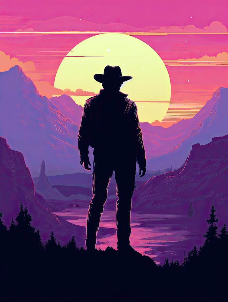 Cowboy In The Sunset 1