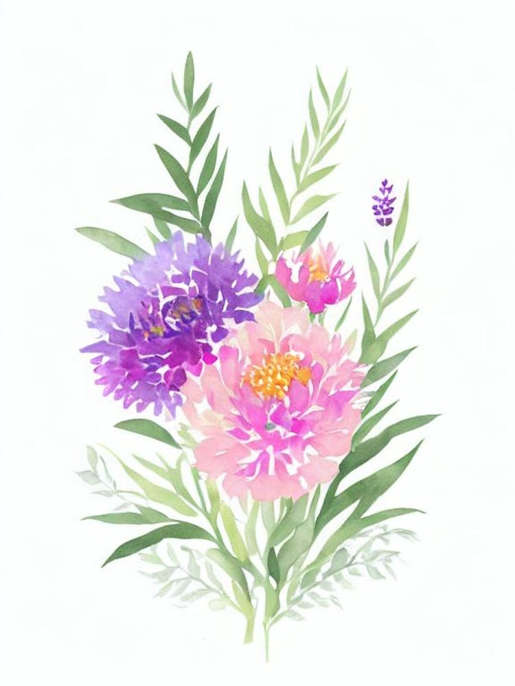 Heather 2 Watercolour Flower