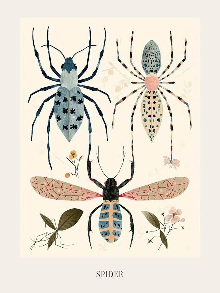Colourful Insect Illustration Spider 4 Poster