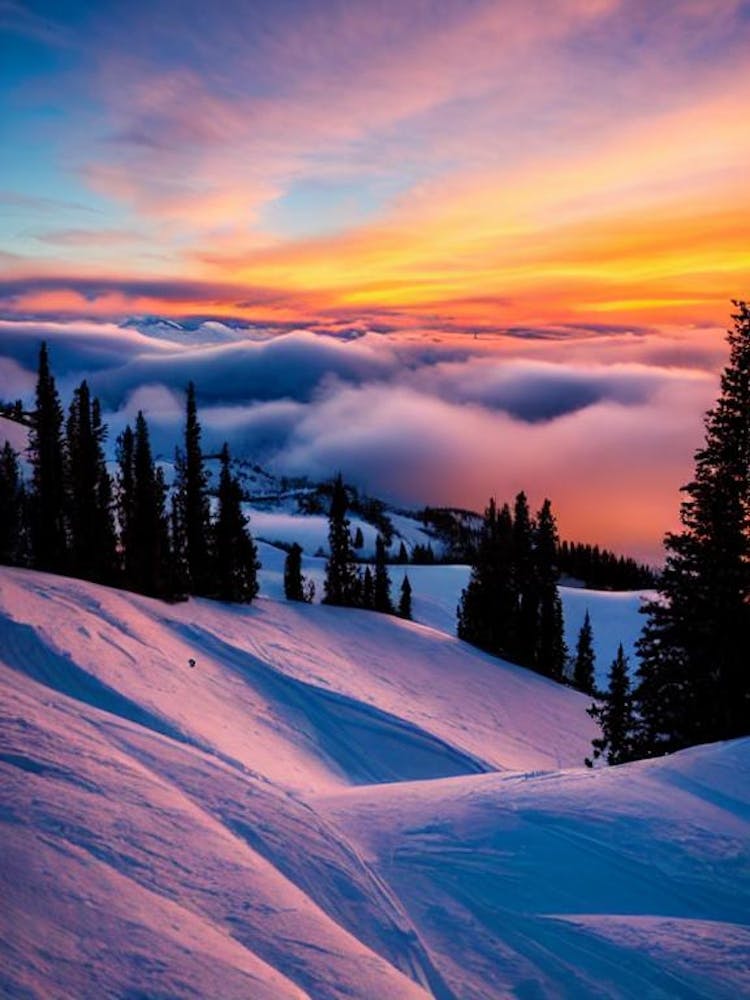 Park City, Usa Sunrise Skiing Poster