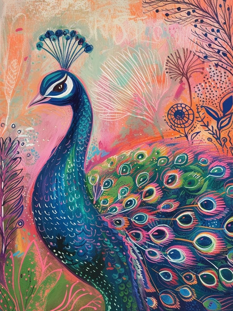 Colourful Peacock Portrait 2