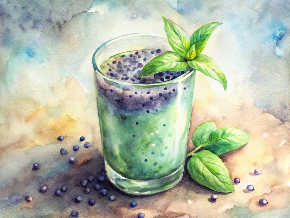 Smoothie With Blueberries And Mint