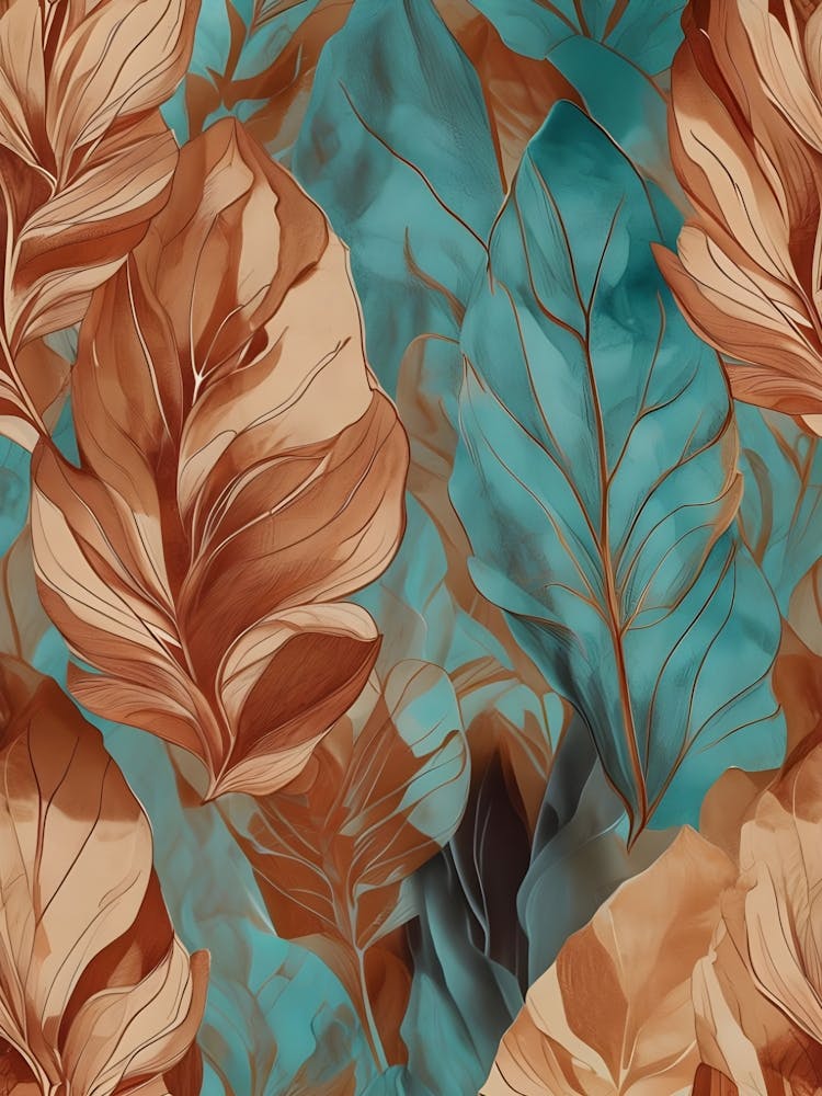 Abstract Leaves On A Blue Background