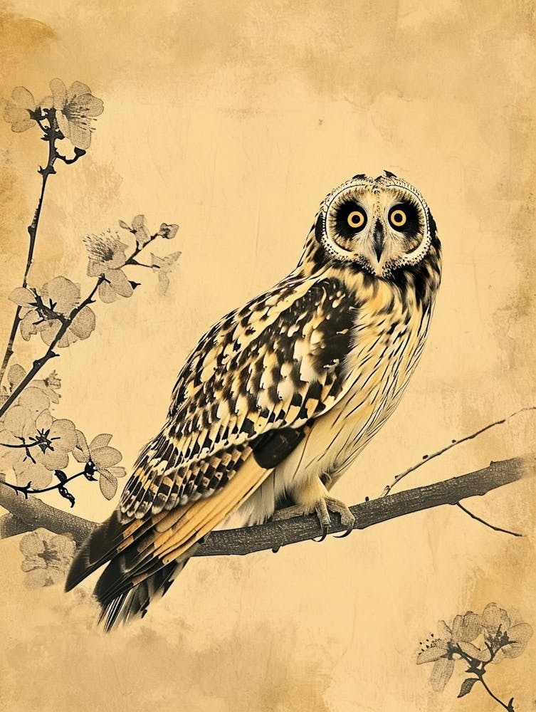 Hibou des marais Illustration vintage 1
