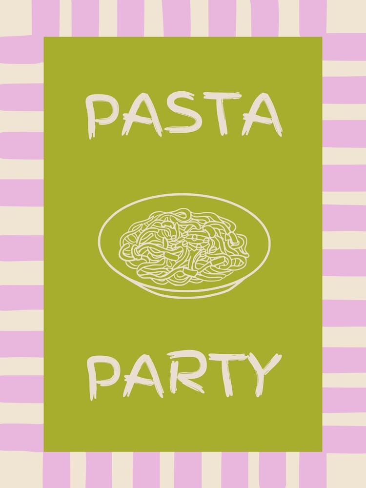 Pasta Party Green & Lilac Poster