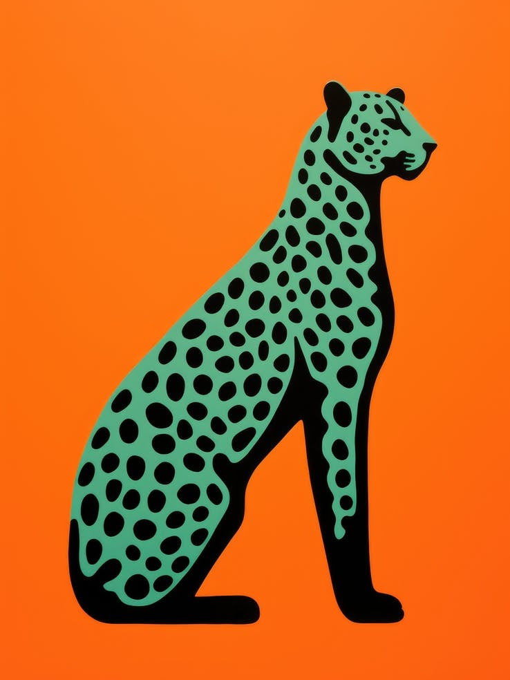 Leopard On Orange Background