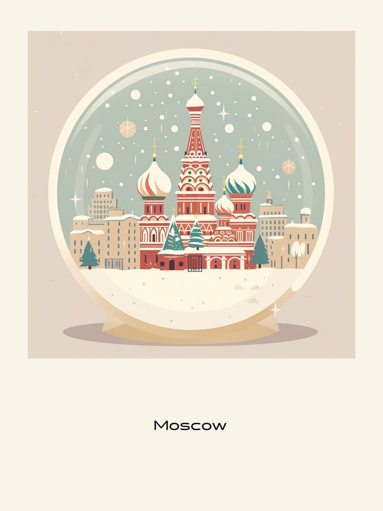 Moscow Russia 2 Snowglobe Poster
