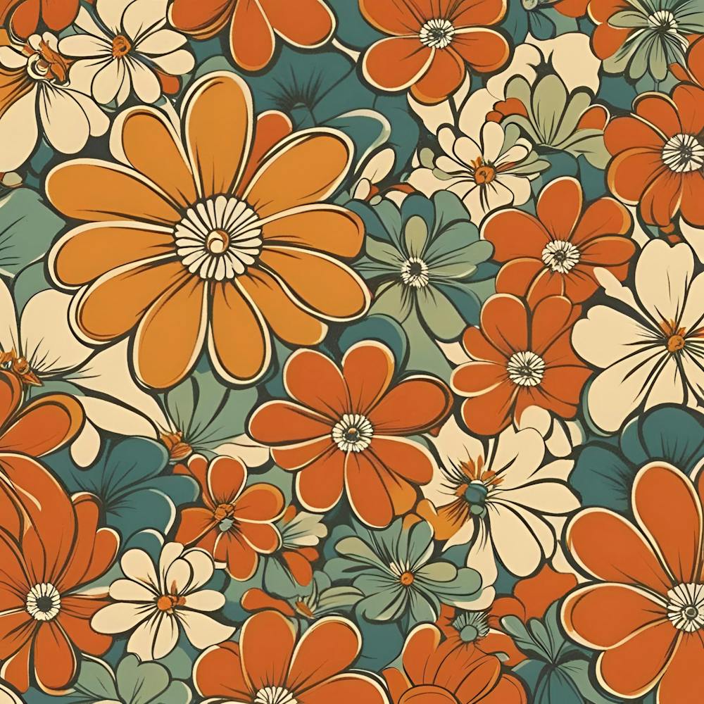 70s Bold Retro Floral Print
