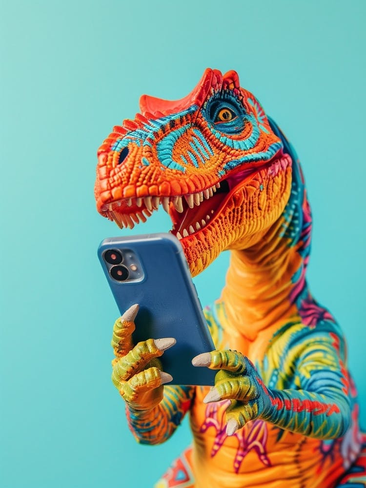 Toy Dinosaur On The Phone 4
