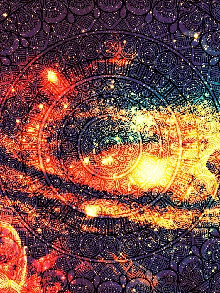 Cosmic mandala #8 - space neon poster