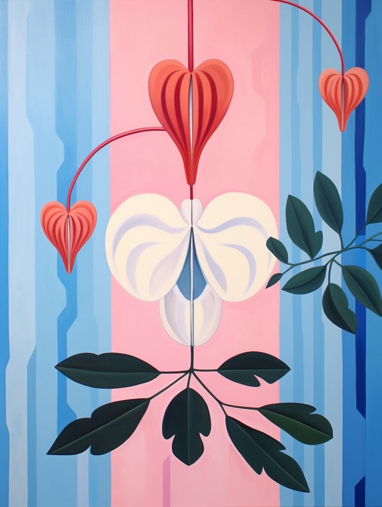 Bleeding Heart Dicentra 2 Hilma Af Klint Inspired Pastel Flower Painting