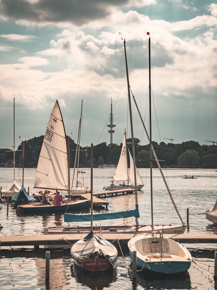 Sailboats On The Alster Lake, Hamburg