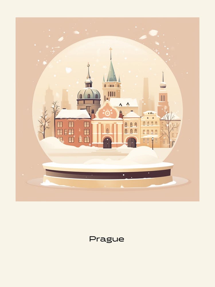 Prague Czech Republic 3 Snowglobe Poster