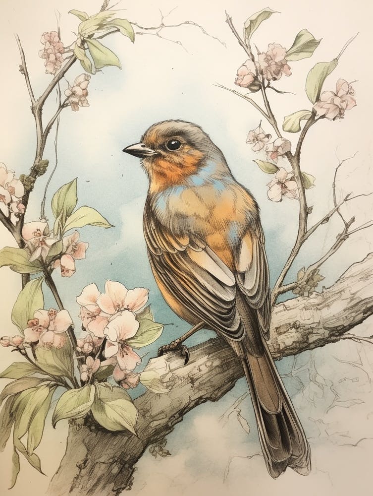 Storybook Animal Watercolour Robin 3