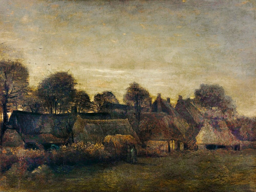 Farming Village At Twilight (1884), Vincent Van Gogh