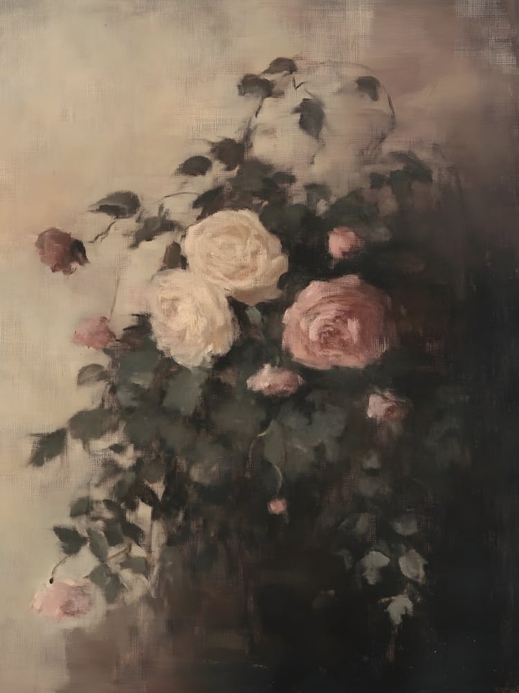 Vintage Flower Roses In A Vase 16