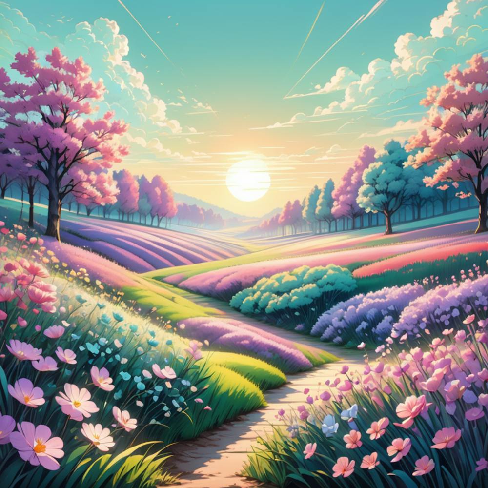 Sunset In The Lavender Field