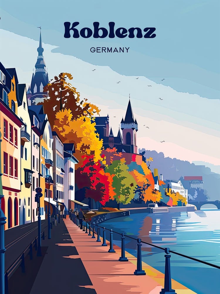 Koblenz Germany Vibrant Art Illustration