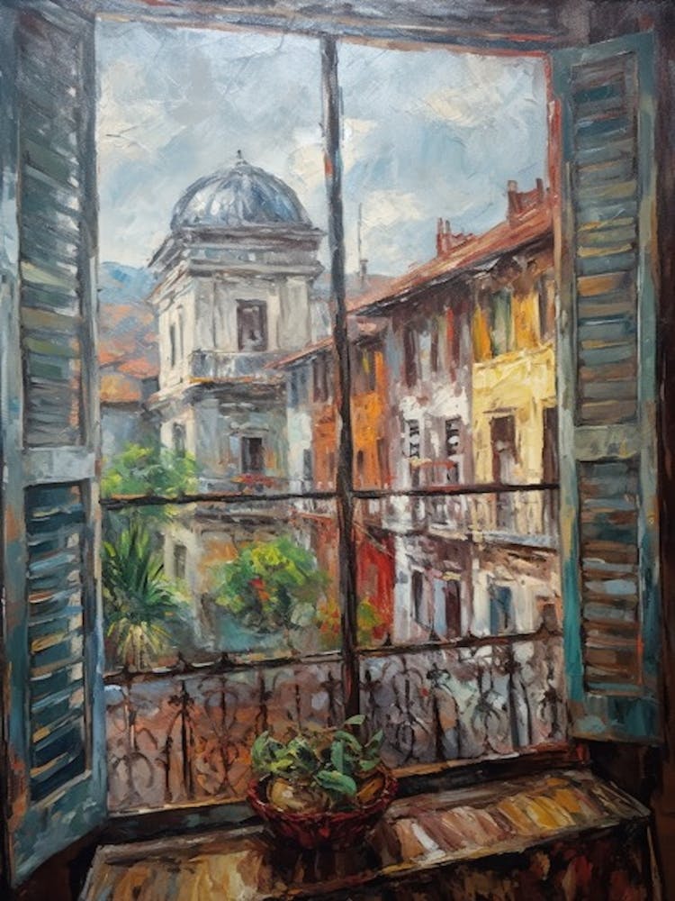 Window View Of Buenos Aires In The Style Of Impressionism 1