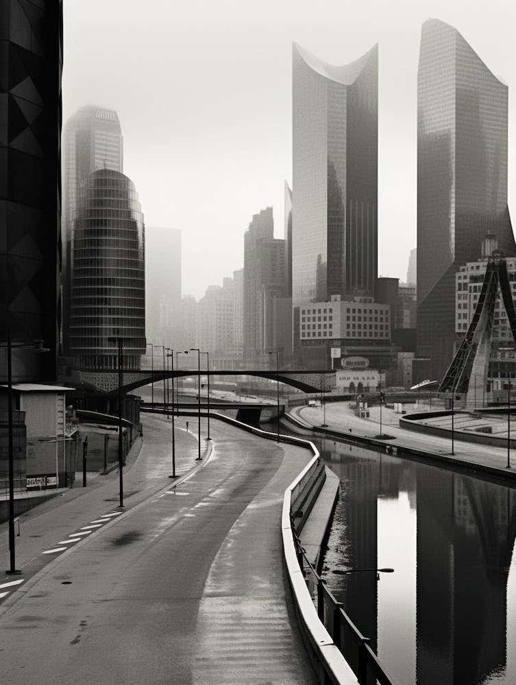 Bilbao, Spain, Black And White Old Photo 2