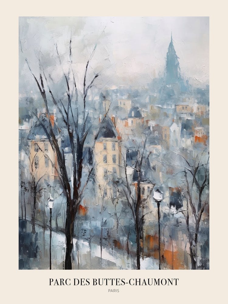 Winter City Park Poster Parc Des Buttes Chaumont Paris France 2