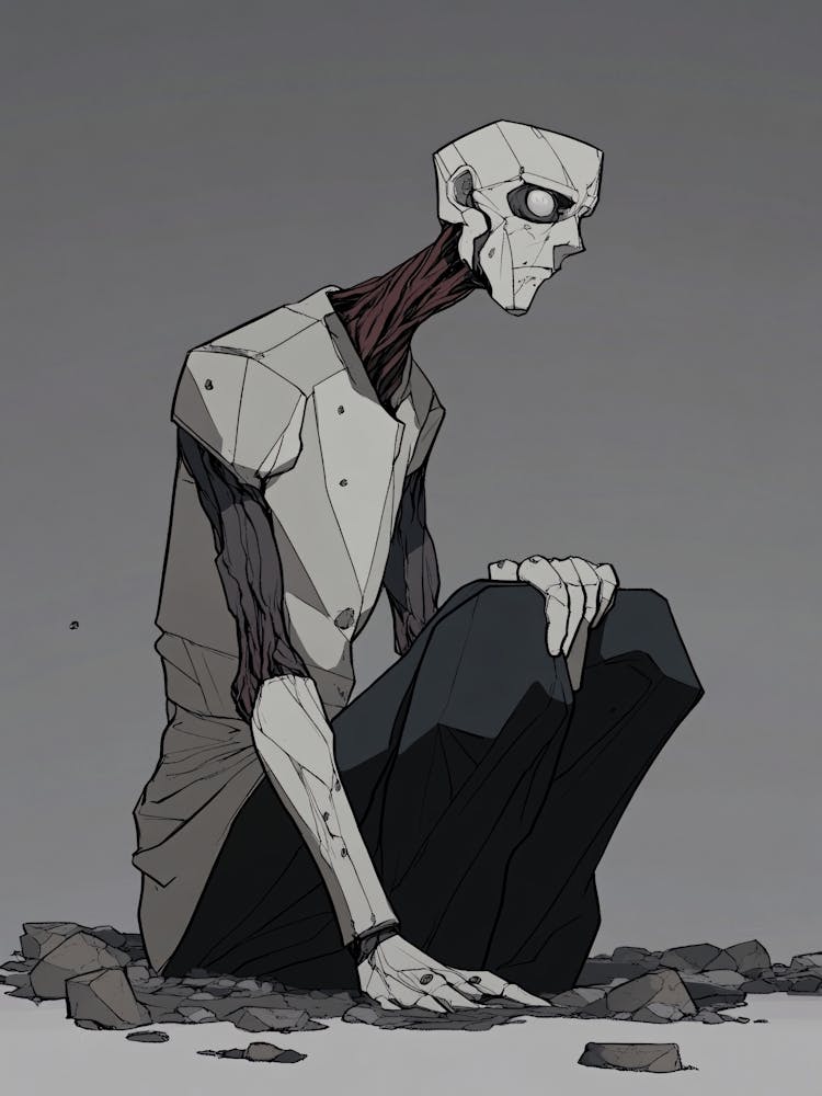 Skeleton Sitting On The Ground