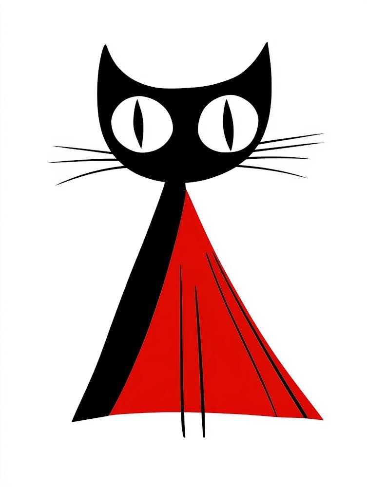 Black Cat With Red Cape