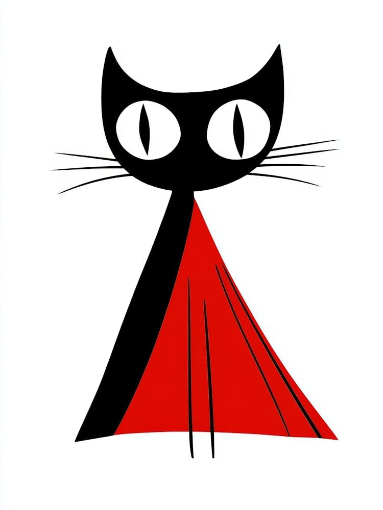 Black Cat With Red Cape
