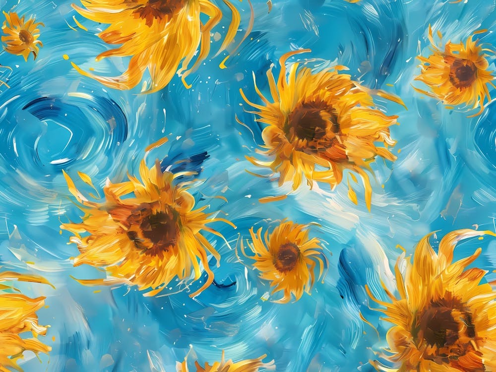Sunflowers On Blue