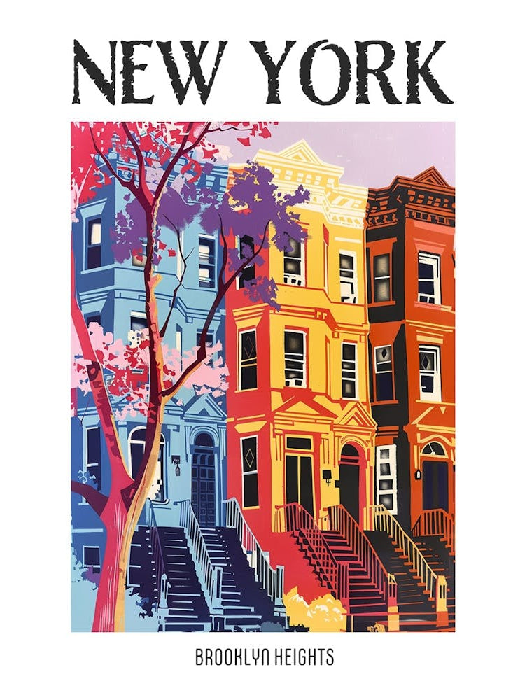 Brooklyn Heights New York Colourful Silkscreen Illustration 2 Poster