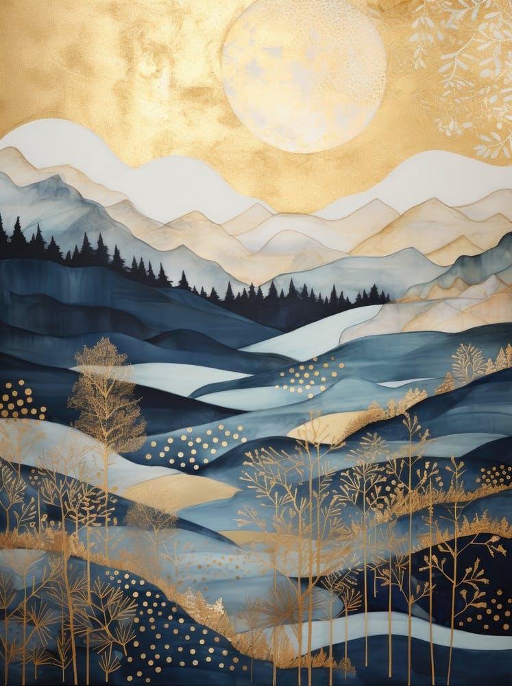 Gold And Blue Landscape