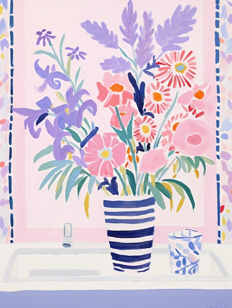 A Vase With Lavender, Flower Bouquet 1