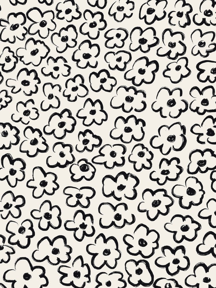 Daisies Pattern 2 Black