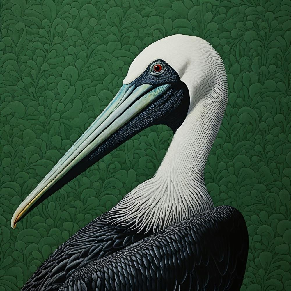 Ohara Koson Inspired Bird Painting Brown Pelican 2 Square