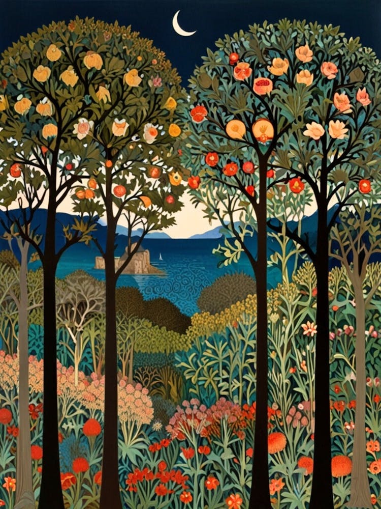 Moonlight In The Garden William Morris