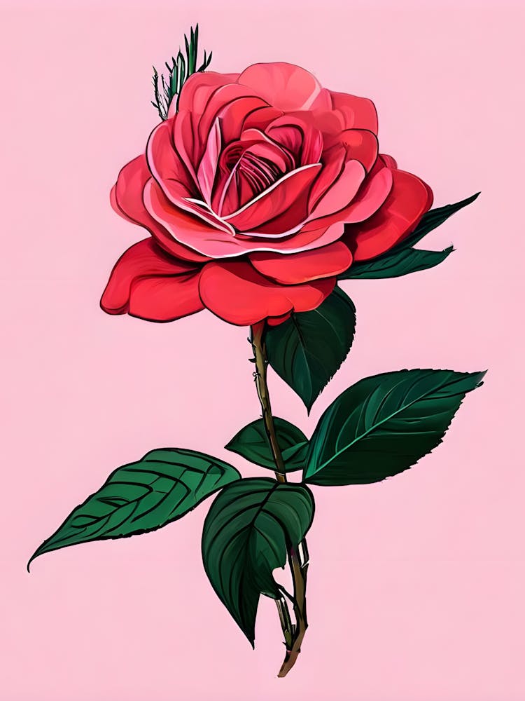 Rose On A Pink Background
