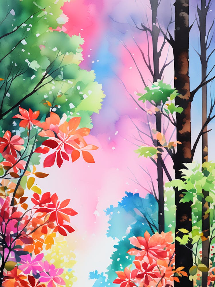 Watercolor Of Autumn Trees 1