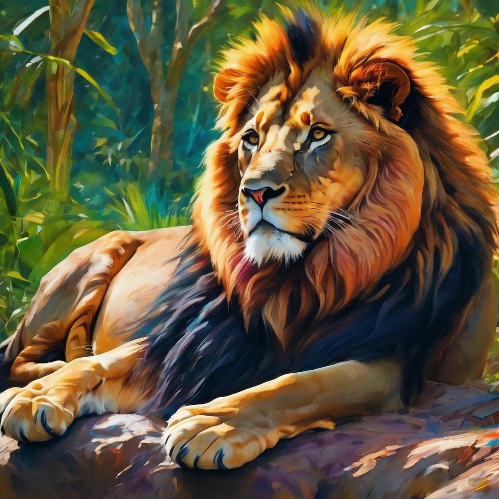 Savanna lion discovers artistic talent.