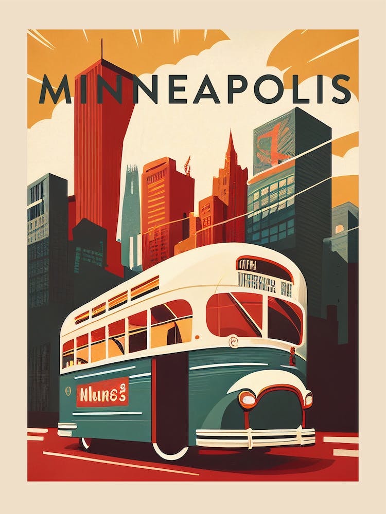 Minneapolis Vintage Travel Poster