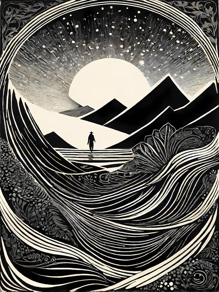 A Mysterious Abyss Composed Of Lino cut , 131