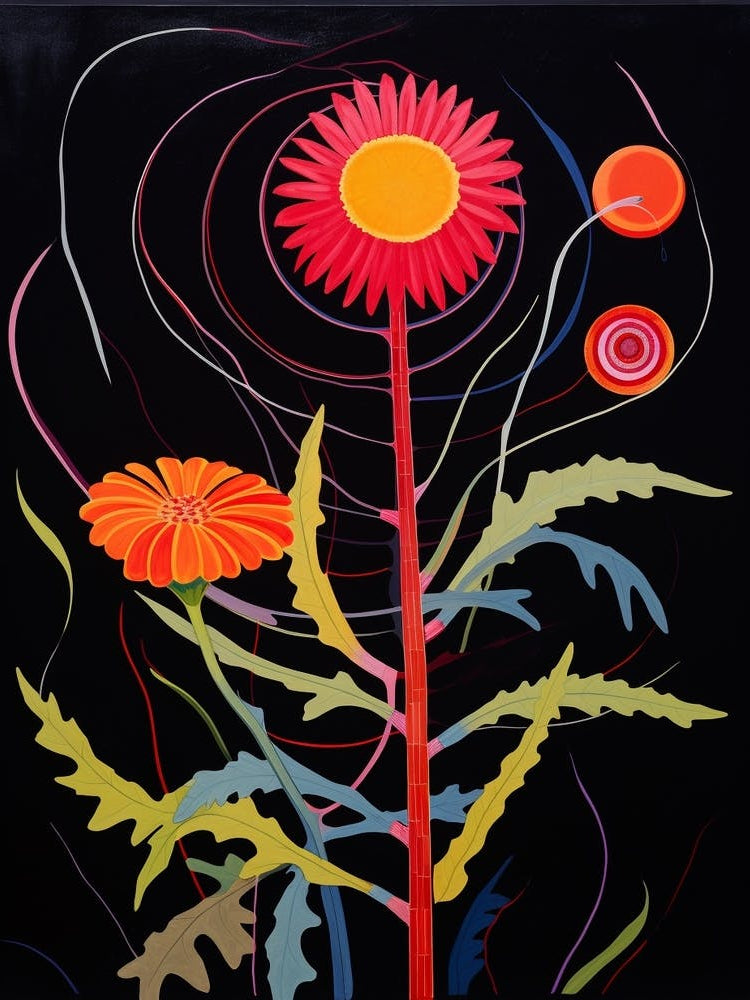 Gaillardia 1 Hilma Af Klint Inspired Flower Illustration